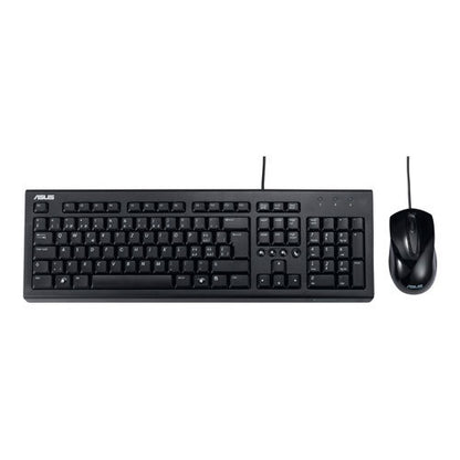 Kit Asus U2000, Teclado Y Mouse Alámbrico USB, Cable 1.5m, 105 Teclas, 1000 Dpi, Color Negro
