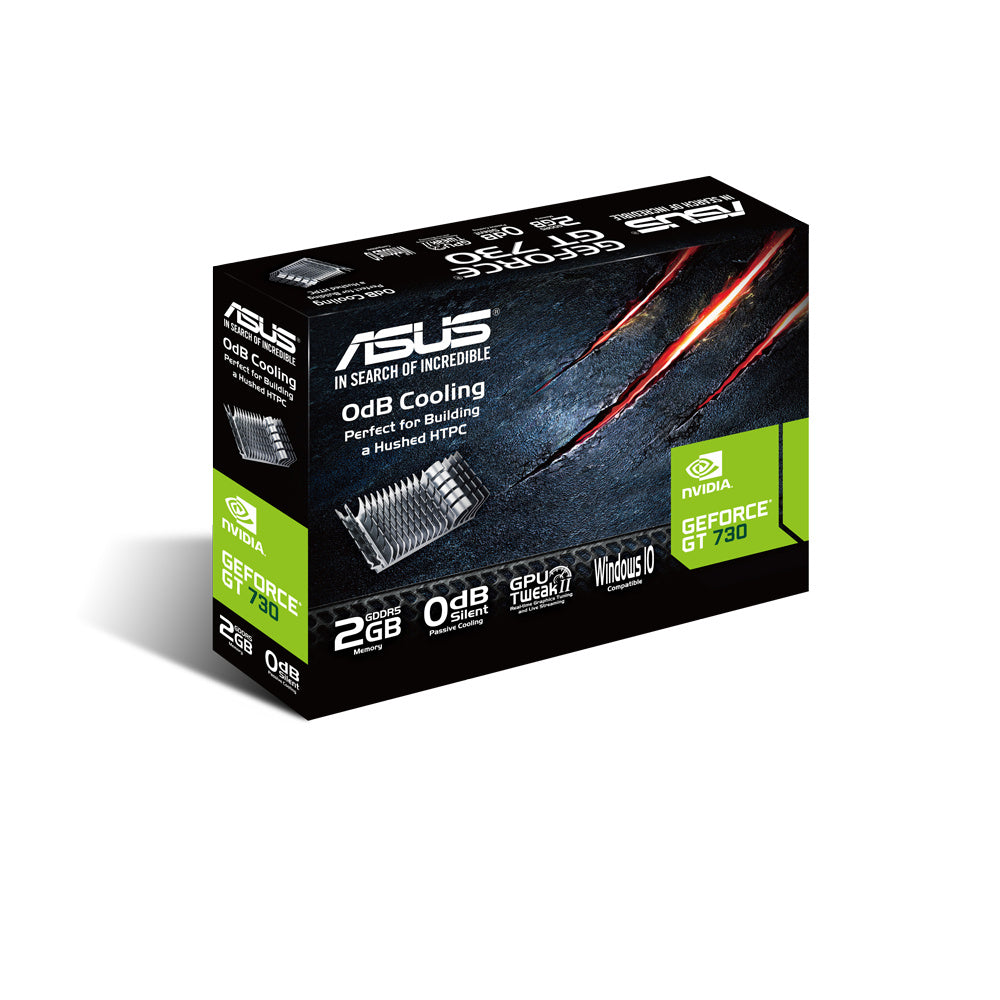 Tarjeta De Video Asus Nvidia Gt730/pcie X16 2.0/2gb Gddr5/hdmi/dvi/d-sub/bajo Perfil/gama Basica