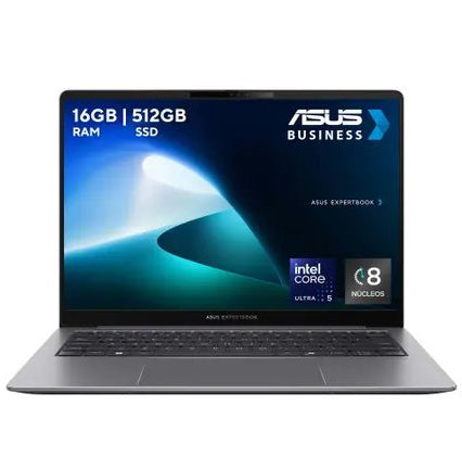 Laptop Asus Expertbook Ia P5405csa, Copilot + Pc, Core Ultra 5 226v Intel Ai Boost Npu Up To 40 Tops, 16gb, 512gb Ssd, 14 Pulgadas Wqxga, Win 11 Pro, Misty Grey, Grado Militar, 1 AÑo De Garantia