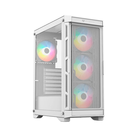 Gabinete Gamer Balam Rush Carbono Twin Mate 5000 / Media Torre / Atx,micro-atx, Mini-atx / 4 Ventiladores Argb / Panel Izq Cristal + Frente Intercambiable Cristal- Mesh / Blanco / Br-938846