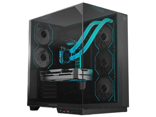 Gabinete Gamer Balam Rush Tank Majestic 7600 / Media Torre / Atx/micro Atx- Mini Itx / Ventiladores Argb / Triple Panel De Cristal Templado / Negro / Br-941495