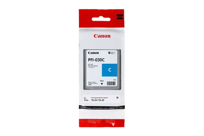 Tanque De Tinta Canon Pfi-030 C Cyan,compatible: Ta-20,ta-30,capacidad 55 Ml