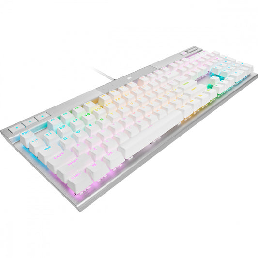 Teclado Corsair K70 Rgb Pro/ Óptico-mecÁnico/ Led Rgb Retroiluminado /corsair Opx/blanco/ Teclas Pbt Blancas/ (ch-910951a-na)