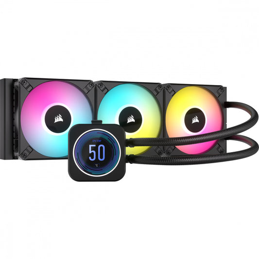 Disipador Con Enfriamiento Liquido Corsair Con Pantalla Icue H150i Elite Lcd Xt/ 360 Mm/ S-1700 1200/ Am5 Am4/ Str5, Str4,  Rgb (cw-9060075-ww)
