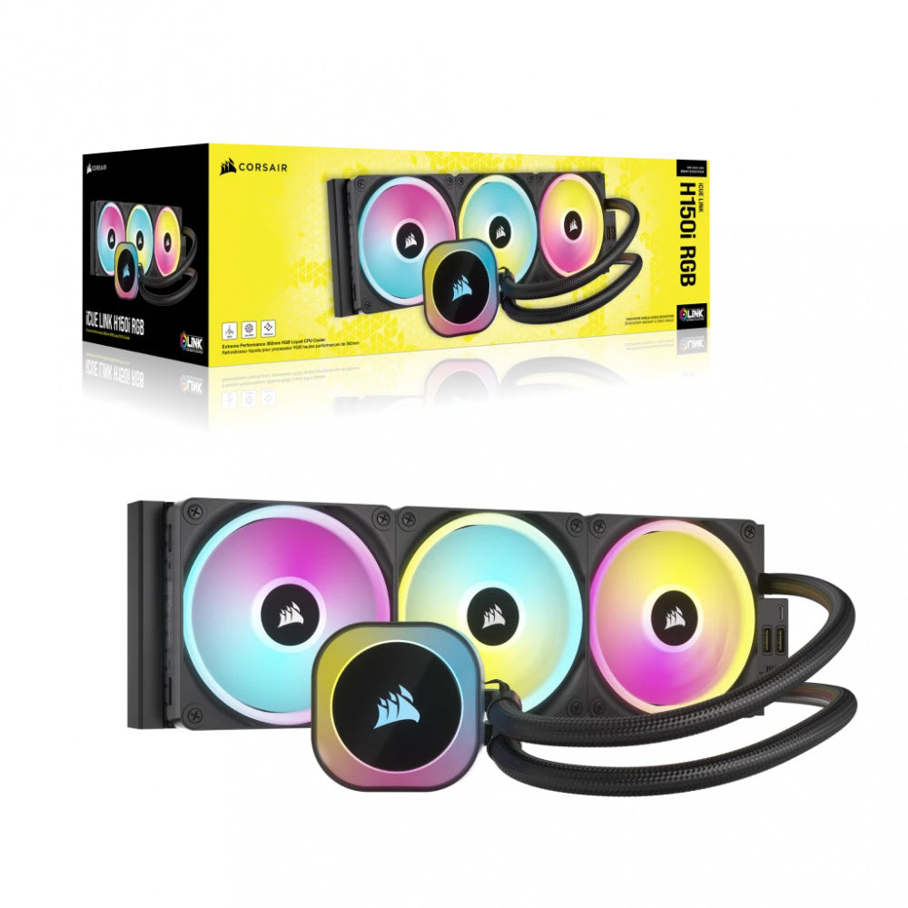 Disipador Con Enfriamiento Liquido Corsair Icue Link H150i Aio / 360 Mm/ S-1700 1200/ Am5 Am4/ Rgb Negro