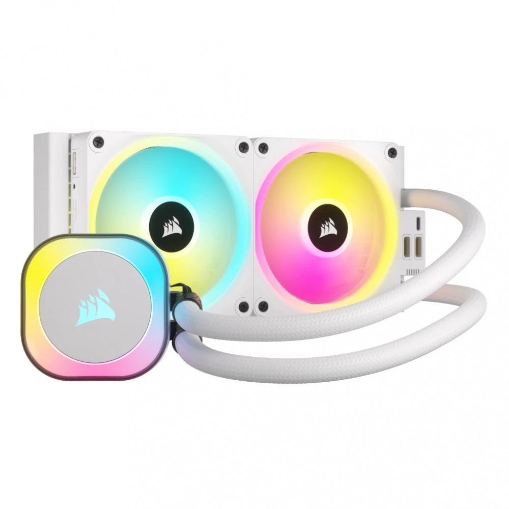 Disipador Con Enfriamiento Liquido Corsair Icue Link H100i Aio / 240 Mm/ S-1700 1200/ Am5 Am4/ Rgb Blanco