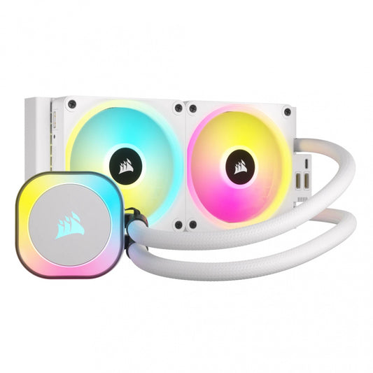 Disipador Con Enfriamiento Liquido Corsair Icue Link H100i Aio / 240 Mm/ S-1700 1200/ Am5 Am4/ Rgb Blanco
