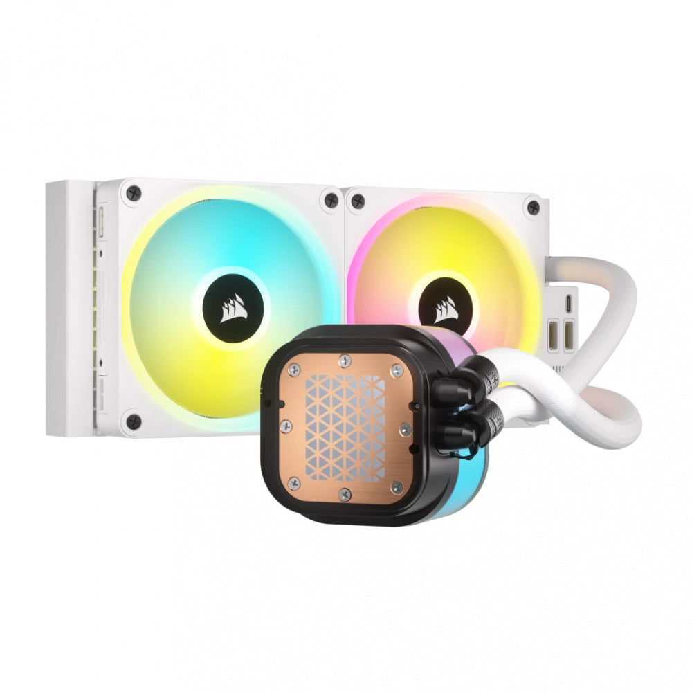 Disipador Con Enfriamiento Liquido Corsair Icue Link H100i Aio / 240 Mm/ S-1700 1200/ Am5 Am4/ Rgb Blanco