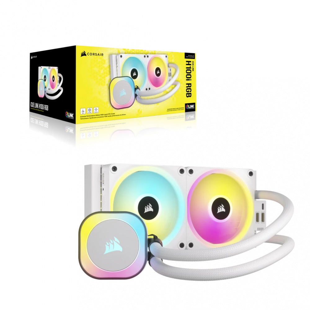 Disipador Con Enfriamiento Liquido Corsair Icue Link H100i Aio / 240 Mm/ S-1700 1200/ Am5 Am4/ Rgb Blanco