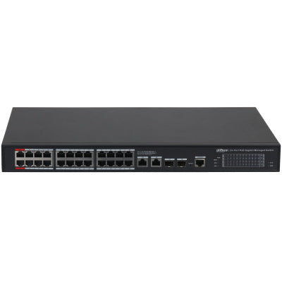 Switch/ Dahua/ Dh-s4228-24gt-360/ Gigabit 24 Puertos Administrable/ Capa 2/ 2 Puertos Hi-poe/ Redundancia De Red: Stp/ Rstp/ Transmision De Larga Distancia De 250 M/ 56 Gbps/ Poe