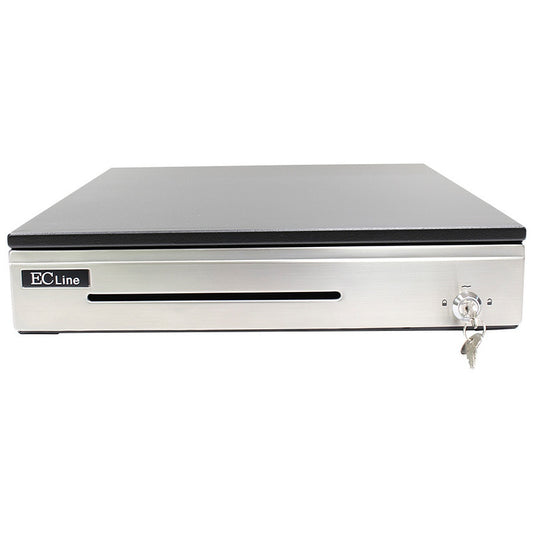 Cajon De Dinero Ec Line Ec-cd-100-p, Negro, Compartimientos 5 Billetes - 8 Monedas, Rodamiento, Panel De Acero Inoxidable