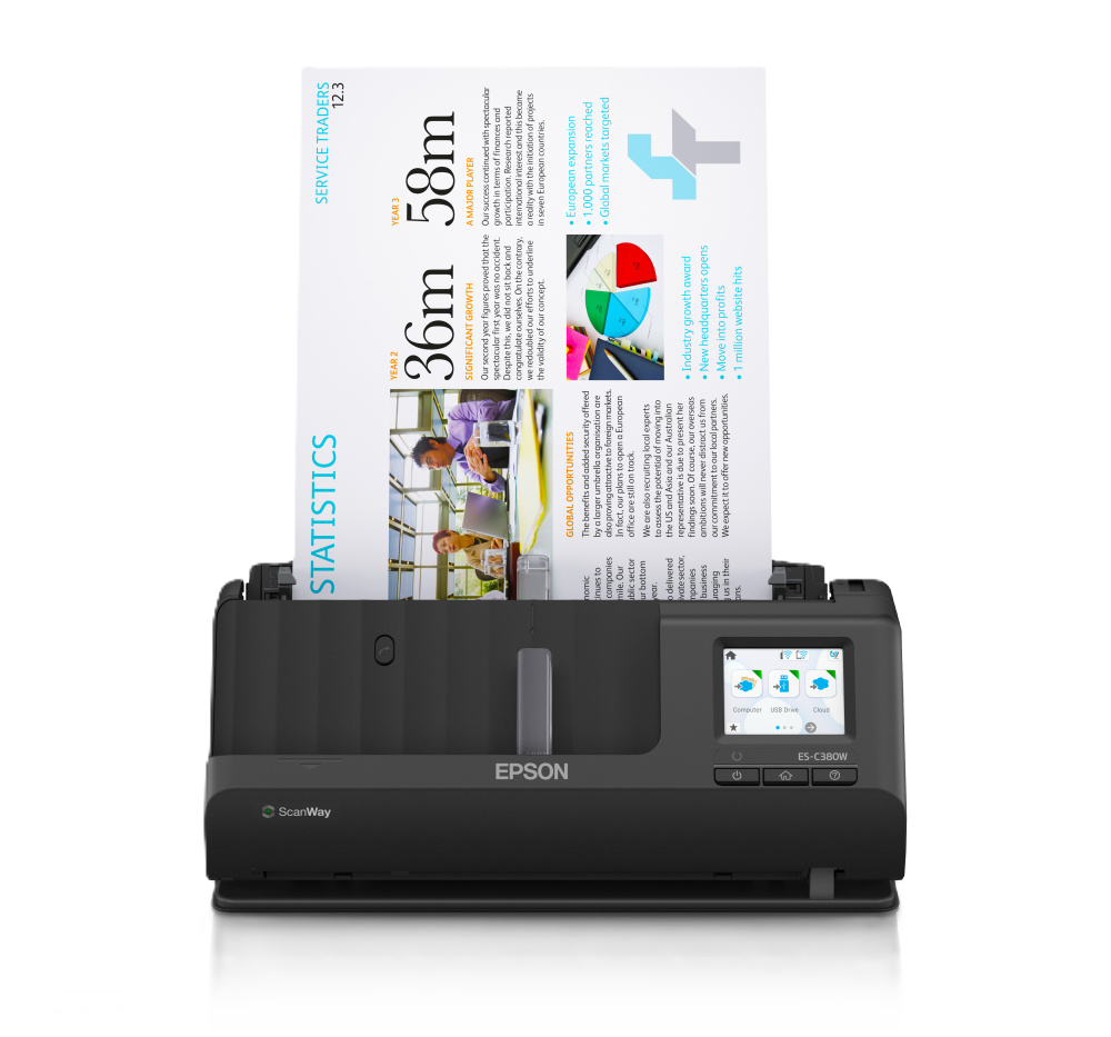 Escaner Epson Workforce Es-c380w, 30 Ppm / 60ipm, 600d Pi,1200 Dpi, Led Rgb, Usb, Wifi