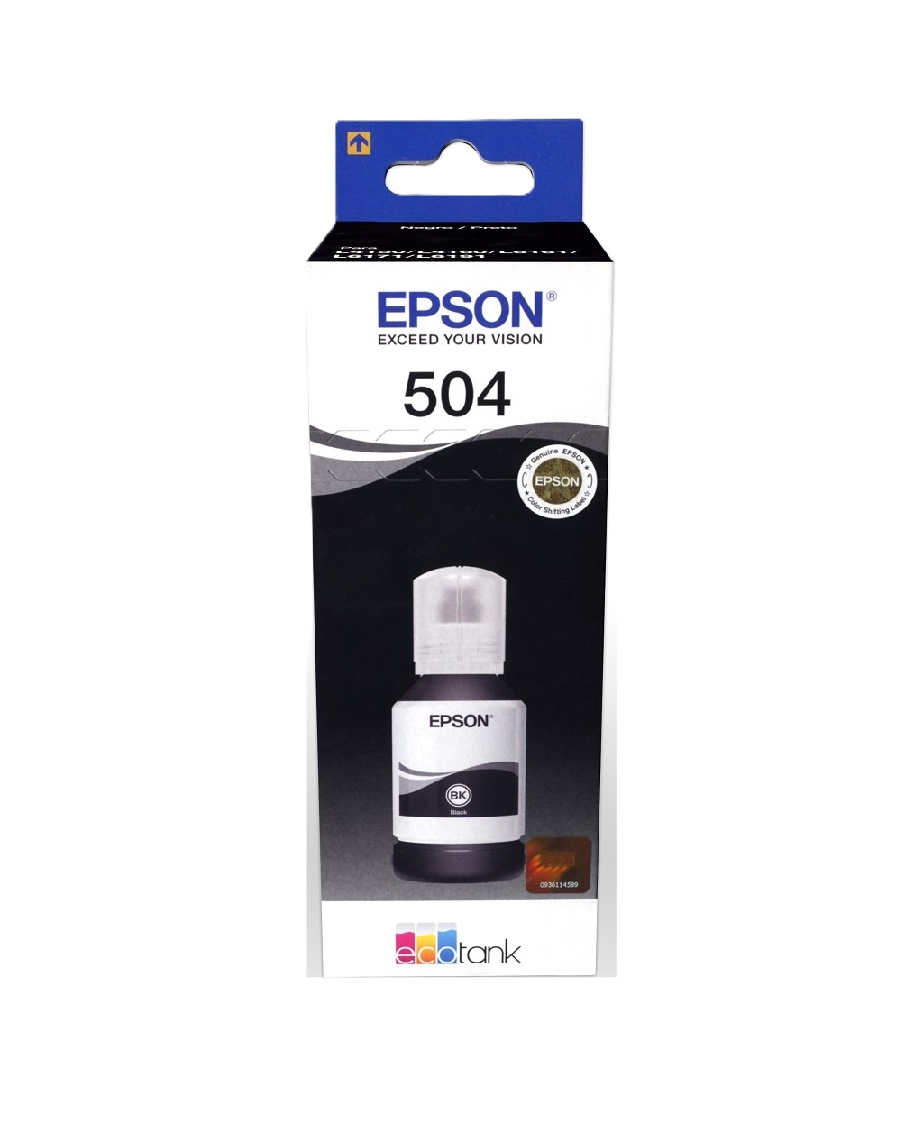 Cartucho Epson Modelo T504 Negro, Para L4150, L4160, L6161, L6171, L6191