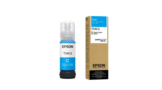 Botella De Tinta Epson Modelo T54c Ultrachrome D6r-s Cyan, Para Plotter D570 (70ml)