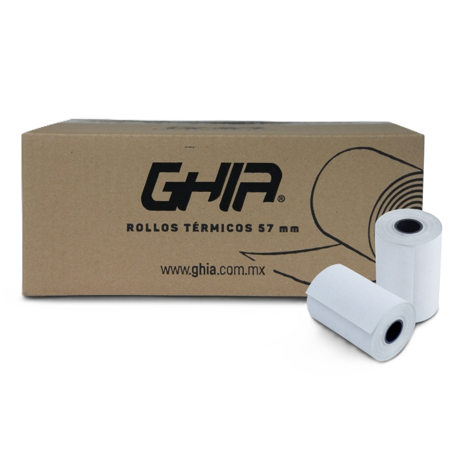 Paquete Rollo Papel Termico Ghia Ctg574n / 57x40 Mm /para Impresoras De 58mm / Reaccion Negro / 50 Unidades