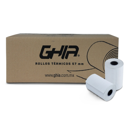 Paquete Rollo Papel Termico Ghia Ctg574n / 57x40 Mm /para Impresoras De 58mm / Reaccion Negro / 50 Unidades