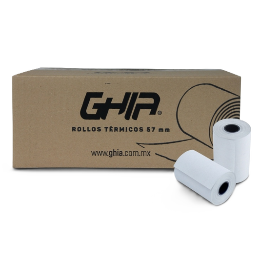 Paquete Rollo Papel Termico Ghia Ctg574n / 57x40 Mm /para Impresoras De 58mm / Reaccion Negro / 50 Unidades