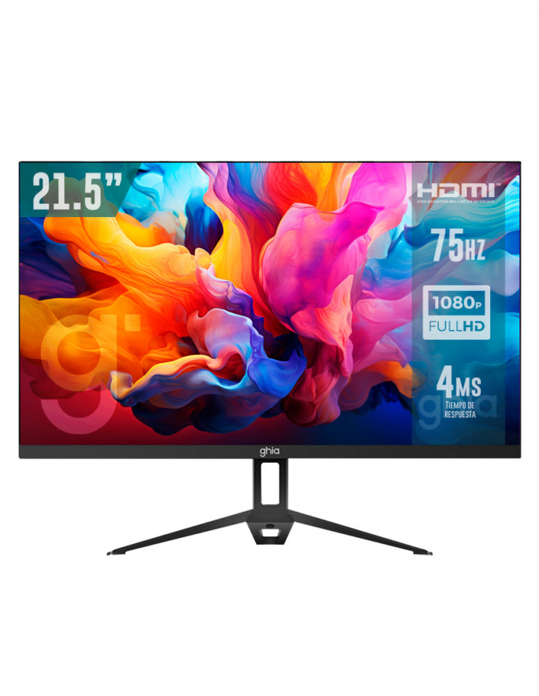 Monitor Ghia / 21.5 Pulg / Led / Va / Full Hd 1920 X 1080 / Frameless / 75 Hz / Vga / Hdmi