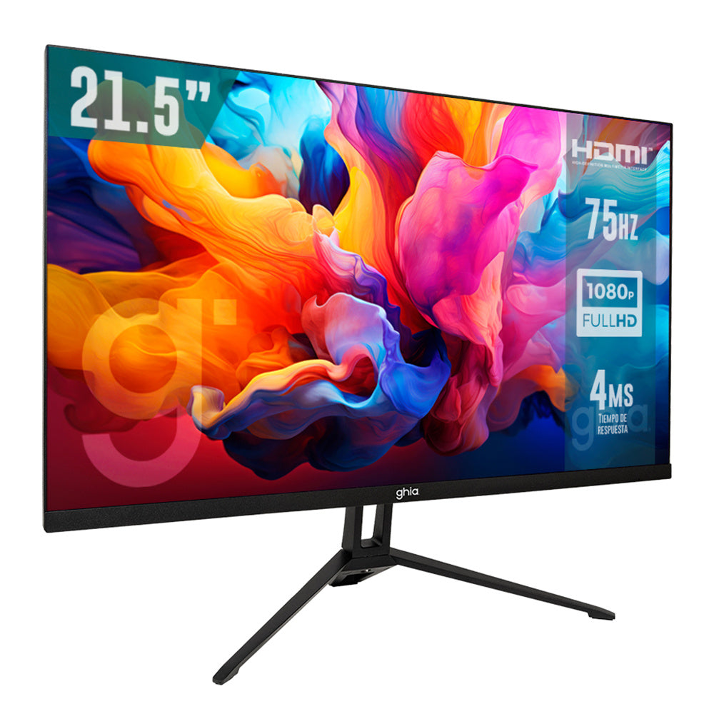 Monitor Ghia / 21.5 Pulg / Led / Va / Full Hd 1920 X 1080 / Frameless / 75 Hz / Vga / Hdmi