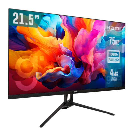 Monitor Ghia / 21.5 Pulg / Led / Va / Full Hd 1920 X 1080 / Frameless / 75 Hz / Vga / Hdmi
