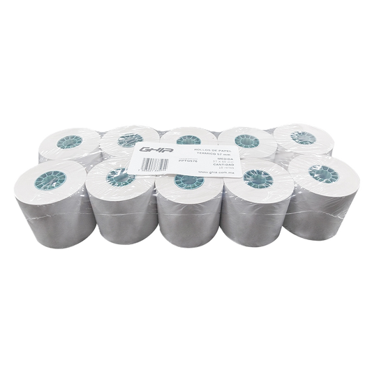 Paquete Rollo Papel Termico Ghia Ptg57n / 57x60 Mm /para Impresoras De 58mm / Reaccion Negro / 10 Unidades