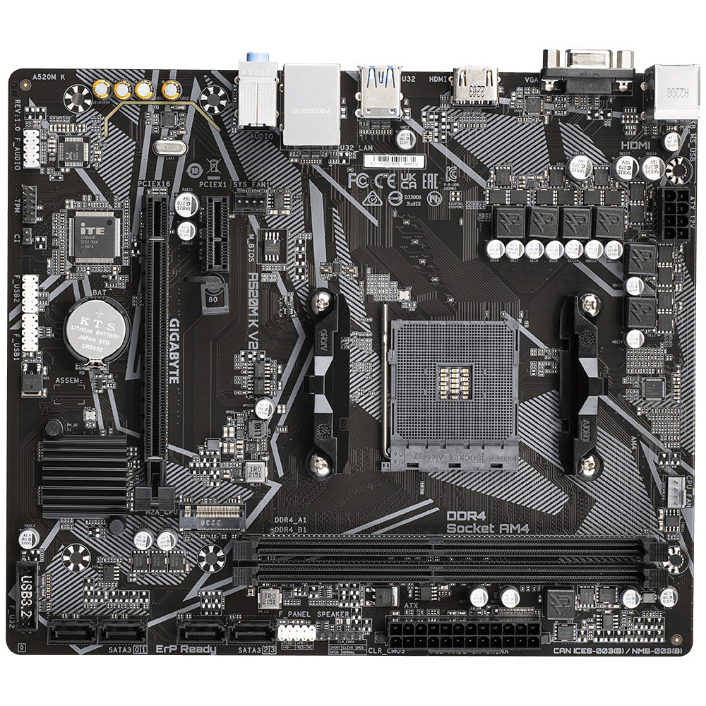 Mb Gigabyte A520 Amd S-am4 3a Gen/2xddr4 3200/hdmi/dvi/vga/4xusb 3.2/m.2/micro Atx/gama Basica