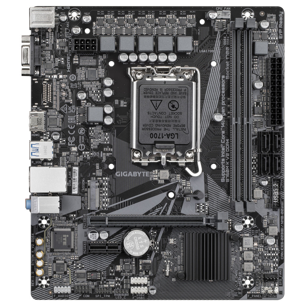 Tarjeta Madre Gigabyte B760m K V2 Ddr4 / Socket 1700 / 2x Ddr4 / Hdmi / Pcie X 16 / Micro Atx