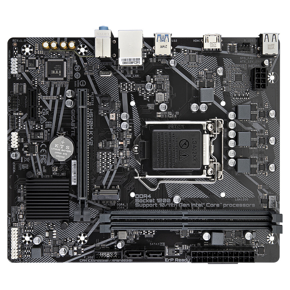 Mb Gigabyte H510m K V2 Intel S-1200 11a Gen/2xddr4 3200mhz/pcie 3.0/hdmi/4xusb 3.1/m.2/micro Atx/gama Basica