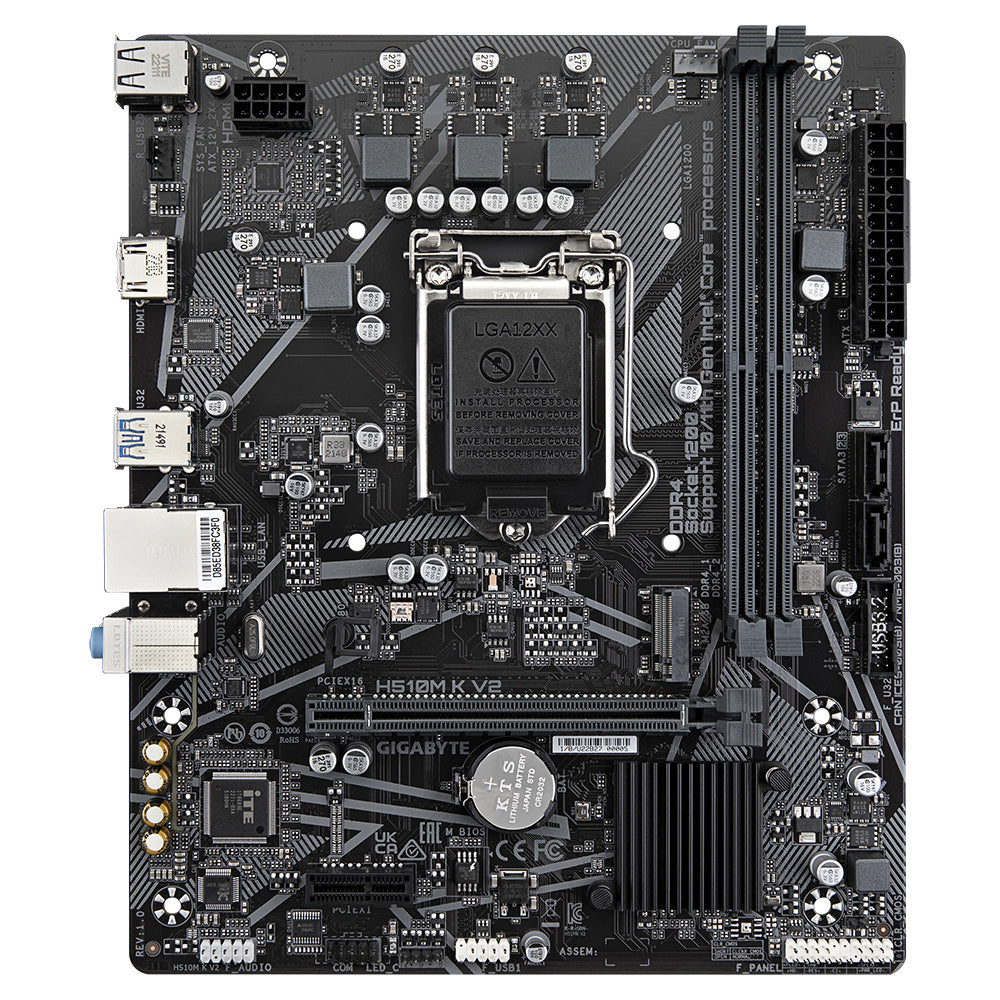 Mb Gigabyte H510m K V2 Intel S-1200 11a Gen/2xddr4 3200mhz/pcie 3.0/hdmi/4xusb 3.1/m.2/micro Atx/gama Basica