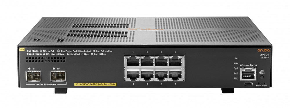 Switch Hpe Aruba Jl258a 2930f 8g Poe 125w Y 2 Sfp 1/10ge Administrable L3
