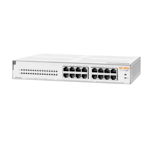 Switch Hpe Aruba R8r48a Instant On 1430 Con 16 Puertos Poe Clase 4 Rj45 10/100/1000 Mbps No Administrabl