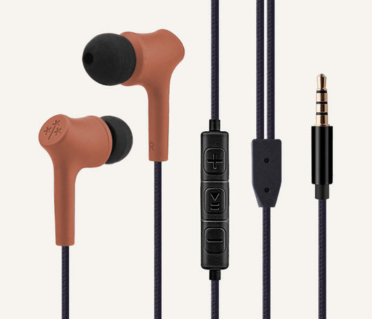 Audifonos Manos Libres Hune Haya Sustentable Trenzado Con Microfono Jack 3.5 (corteza)
