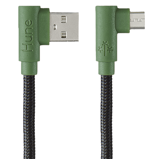 Cable Micro Usb Hune Hiedra Sustentable Trenzado Carga Rapida Y Datos 90ª  1.2m (bosque)