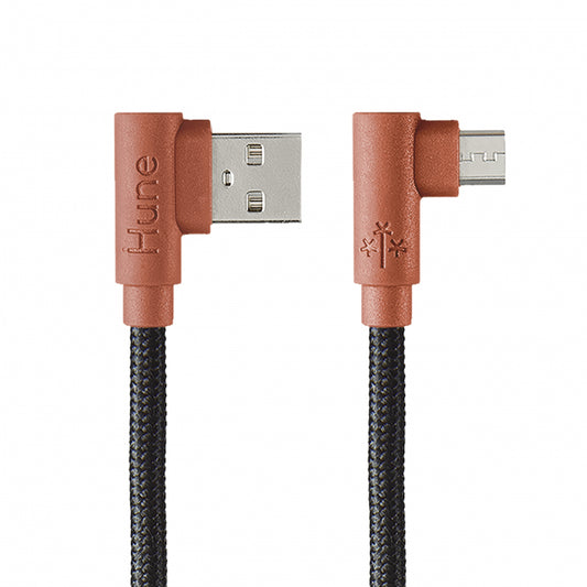 Cable Micro Usb Hune Hiedra Sustentable Trenzado Carga Rapida Y Datos 90ª  1.2m (corteza)