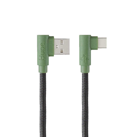Cable Micro Usb Tipo C Hune Hiedra Sustentable Trenzado Carga Rapida Y Datos 90ª  1.2m (bosque)
