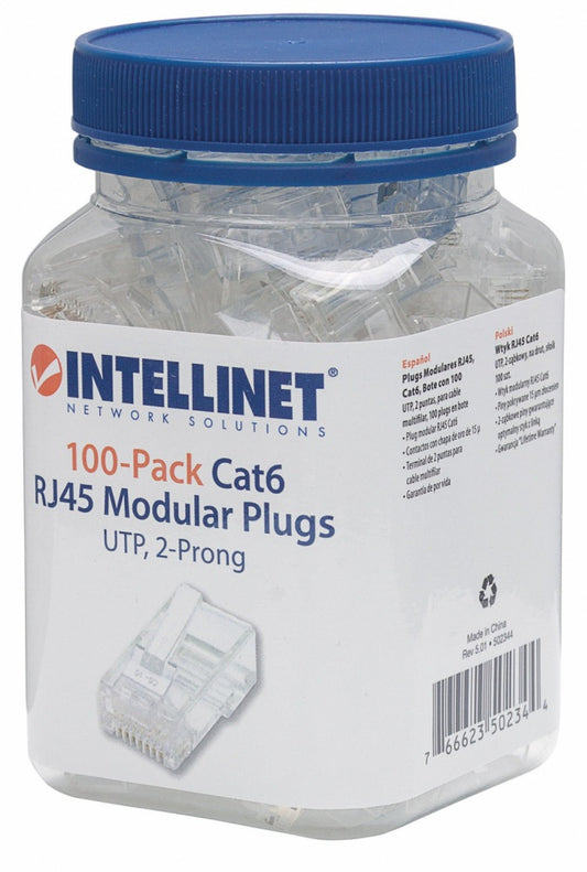 Intellinet Plugs Modulares RJ-45, Cat6, Bote con 100 Piezas