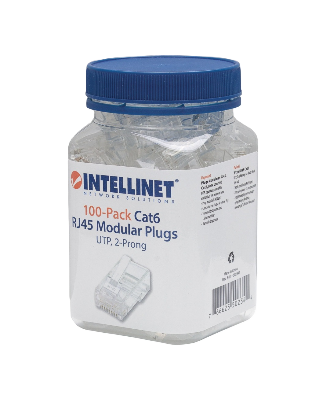 Plug Rj45,intellinet,502344, Cat 6 Utp Multifilar 100 Pzas