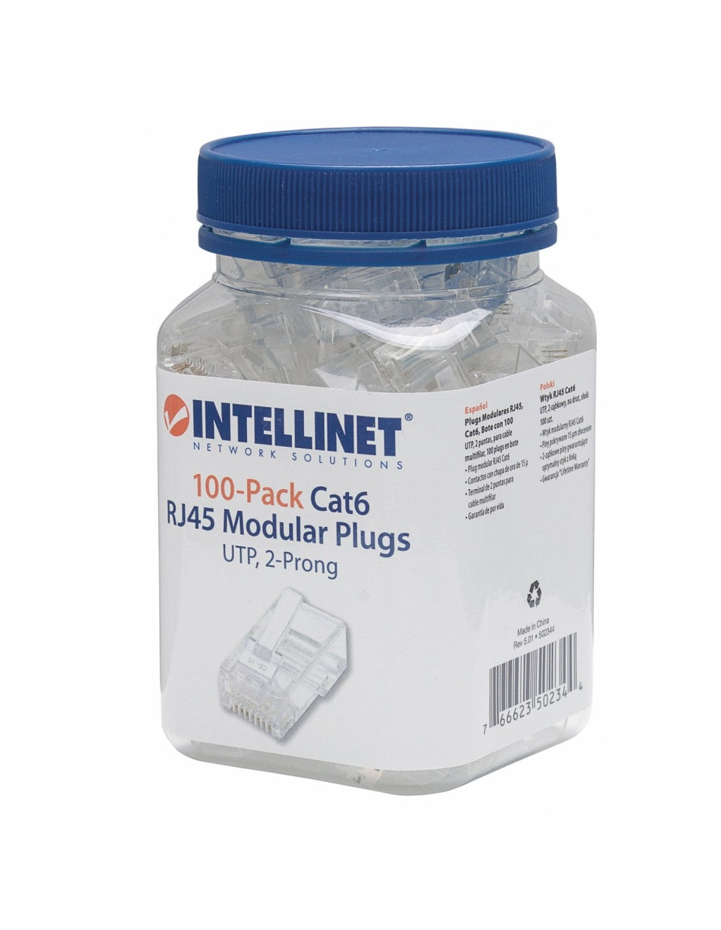 Plug Rj45,intellinet,502344, Cat 6 Utp Multifilar 100 Pzas