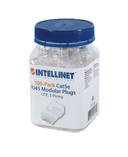 Plug Rj45,intellinet,502399, Cat 5e Utp Solido 100 Pzas