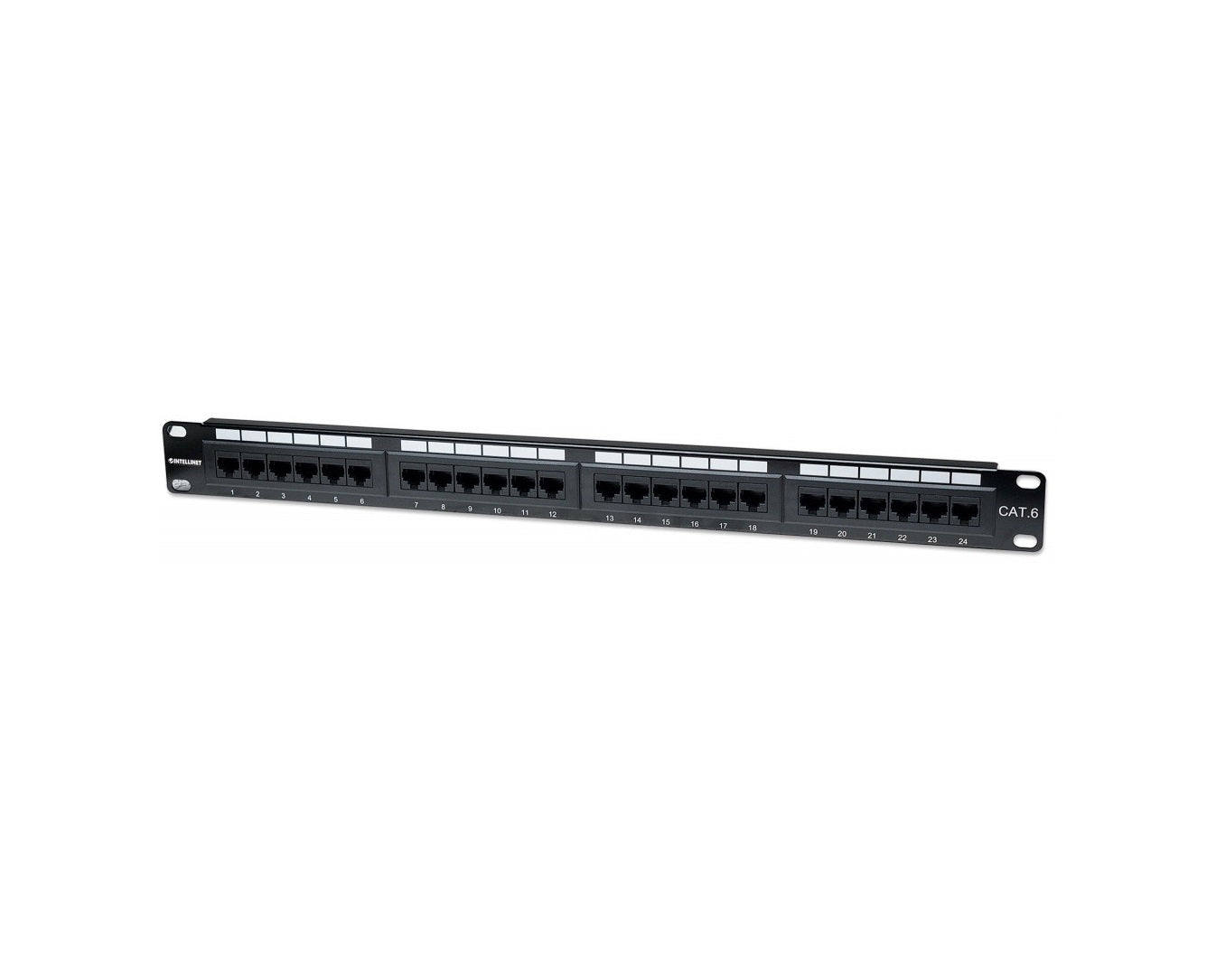 Panel De Parcheo Intellinet,520959, Cat6 Utp 24 Puertos Rj45 Montaje Rack 19 1u