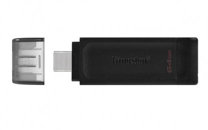 Memoria Flash Usb Kingston Data Traveler 70 64gb Gen 1 3.2 Tipo C Negro (dt70/64gb)