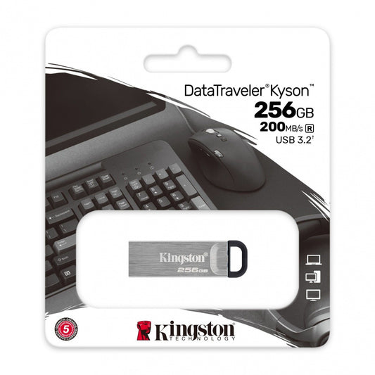 Memoria Flash Usb Kingston Data Traveler Kyson 256gb Gen 1 3.2 Tipo A Metalica (dtkn/256gb)
