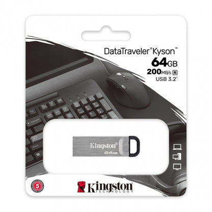 Memoria Flash Usb Kingston Data Traveler Kyson 64gb Gen 1 3.2 Tipo A Metal (dtkn/64gb)