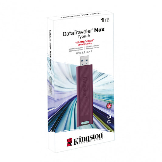 Memoria Flash Usb Kingston Data Traveler Max-a 1tb 1000r/900w Gen 2 3.2 Tipo A Rojo (dtmaxa/1tb)