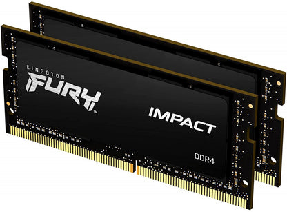 Memoria Ram Kingston Sodimm Ddr4 16gb (2x8gb) 3200mt/s Fury Impact Black Cl20 260pin 1.2v C/difusor De Calor P/laptop (kit 2) (kf432s20ibk2/16)
