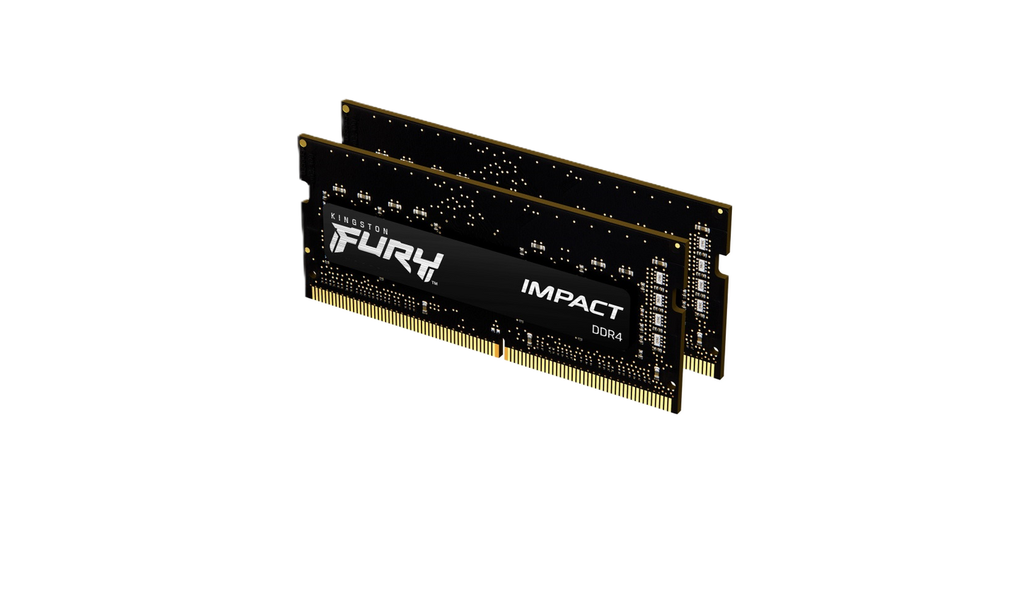 Memoria Ram Kingston Sodimm Ddr4 16gb 2x8gb 3200mt/s Fury Impact Black Cl20 260pin 1.2v C/difusor De Calor P/laptop Kit 2 Kf432s20ibk2/16