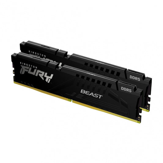 Memoria Ram Kingston Dimm Ddr5 32gb 2x16gb 6000mt/s Fury Beast Black Expo Cl36 288pin 1.35v C/disipador De Calor P/pc/gamer/alto Rendimiento Kit 2