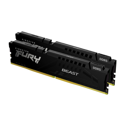 Memoria Ram Kingston Dimm Ddr5 32gb 2x16gb 5200mt/s Fury Beast Black Cl40 288pin 1.25v C/disipador De Calor P/pc/gamer/alto Rendimiento Kit 2 Kf552c40bbk2-32