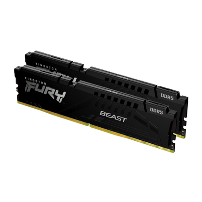 Memoria Ram Kingston Dimm Ddr5 32gb 2x16gb 5200mt/s Fury Beast Black Cl40 288pin 1.25v C/disipador De Calor P/pc/gamer/alto Rendimiento Kit 2 Kf552c40bbk2-32