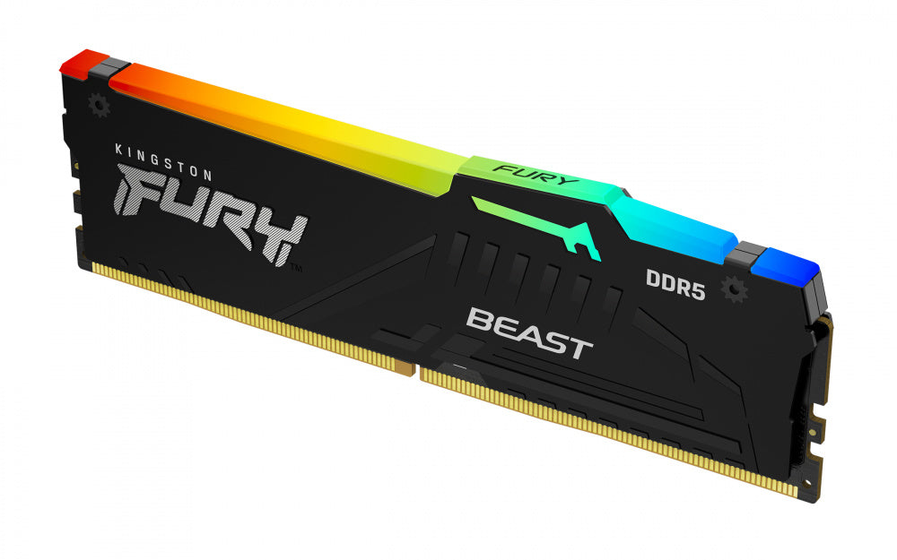 Memoria Ram Kingston Dimm Ddr5 8gb 5600mt/s Fury Beast Black Xmp Rgb Cl40 288pin 1.25v C/disipador De Calor